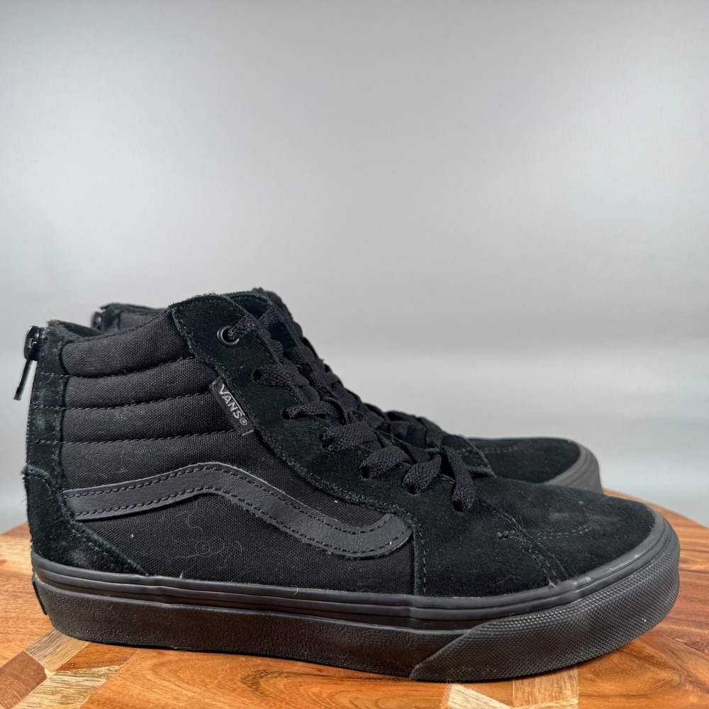 Vans Kids Sk8-Hi Zip Black Suede Canvas High Top Sneakers Youth 3.0 721356